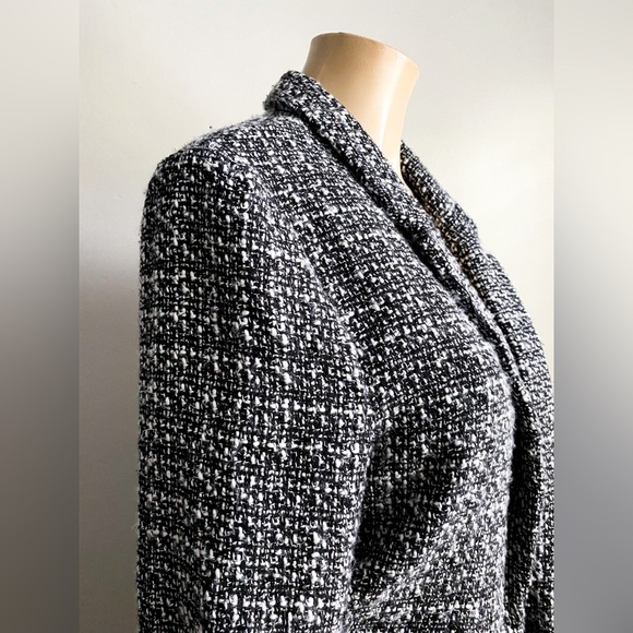 $128‼️Nanette Lepore Black White Tweed Open Front Blazer Classic Career Relaxed - Picture 6 of 11